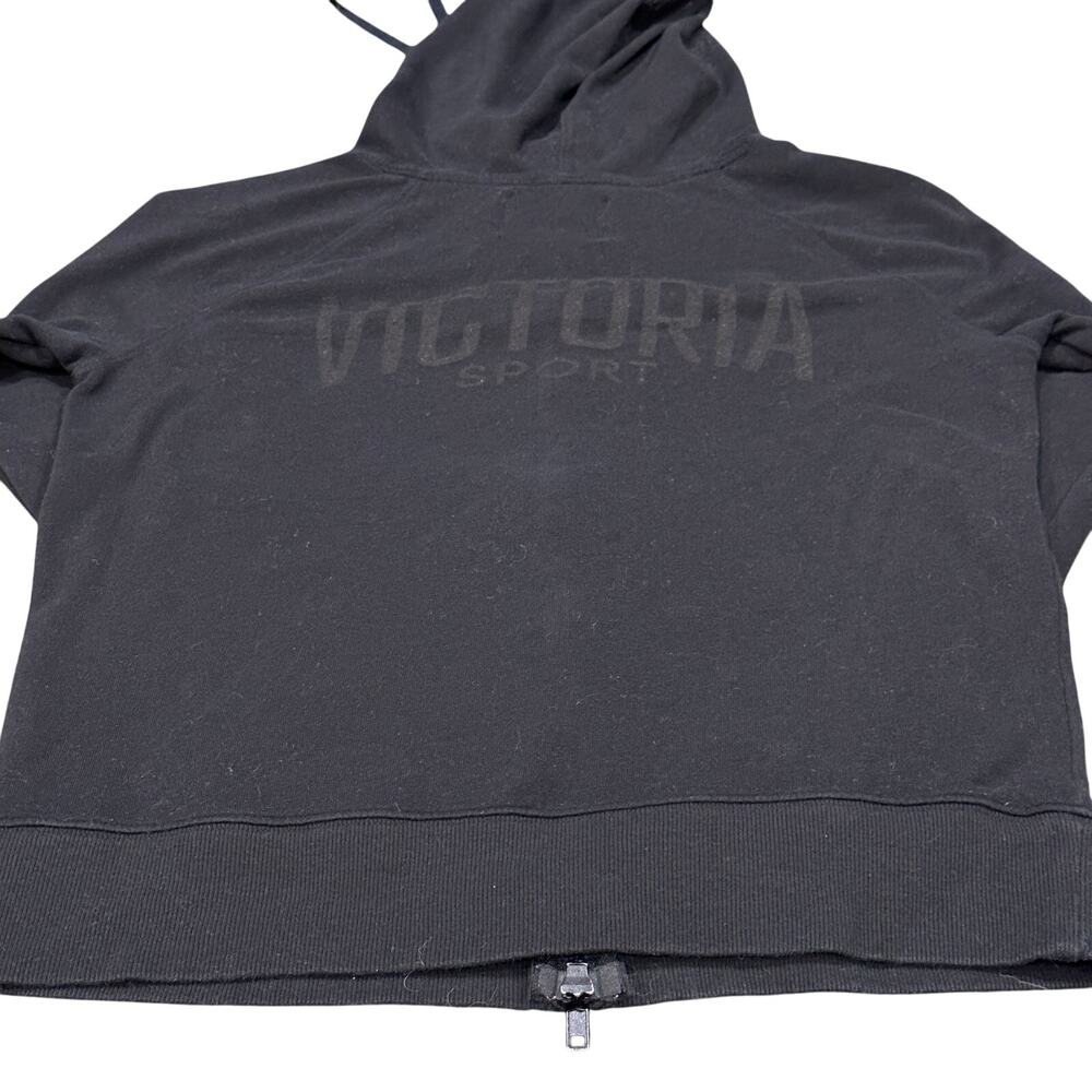 Victorias Secret Hoodie S Black Cotton Full Zip Athleisure Loungewear Basics